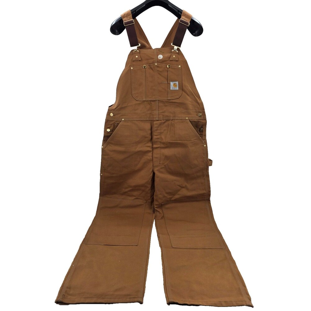 Carhartt Bib Overalls Carpenter Unlined Double Knee Duck Canvas  RO1BRN 40 x 32